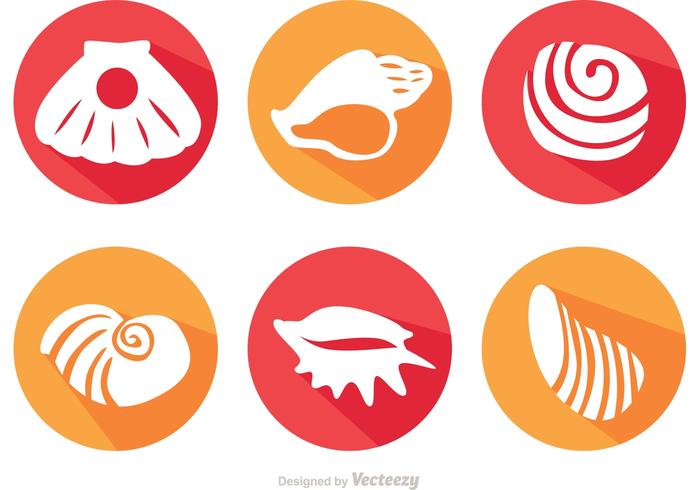 Long Shadow Sea Shell Vector Iconos