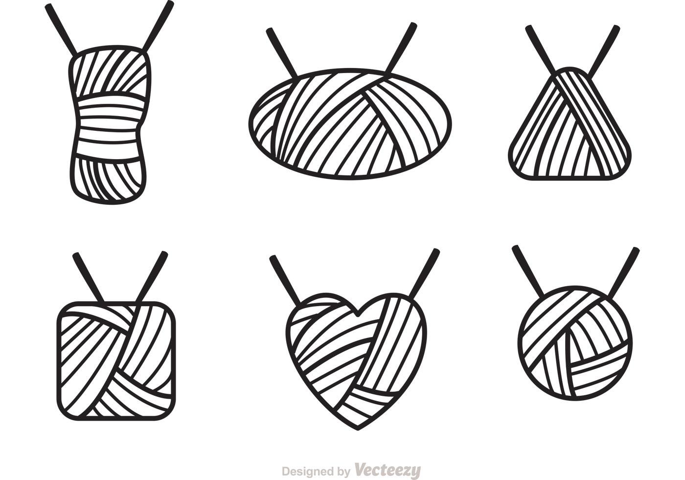 Ball Of Yarn Outline Icons Vector 88382 Vector Art at Vecteezy