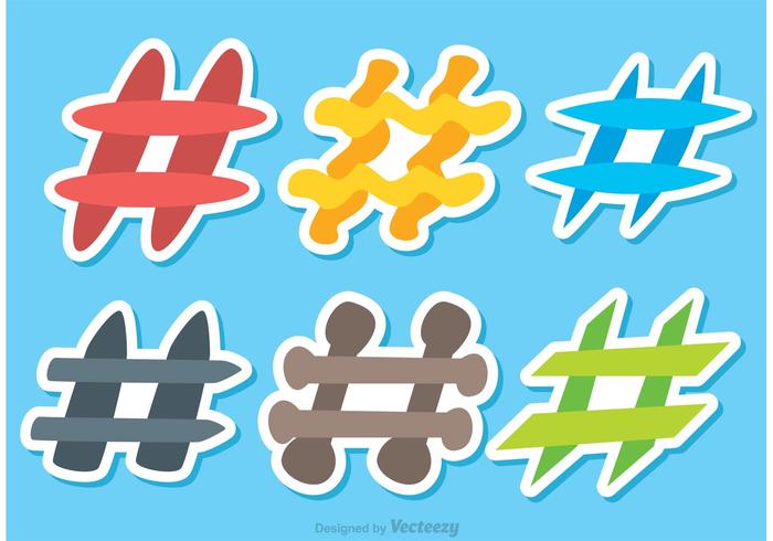 Colorido Hashtag Iconos Vectores