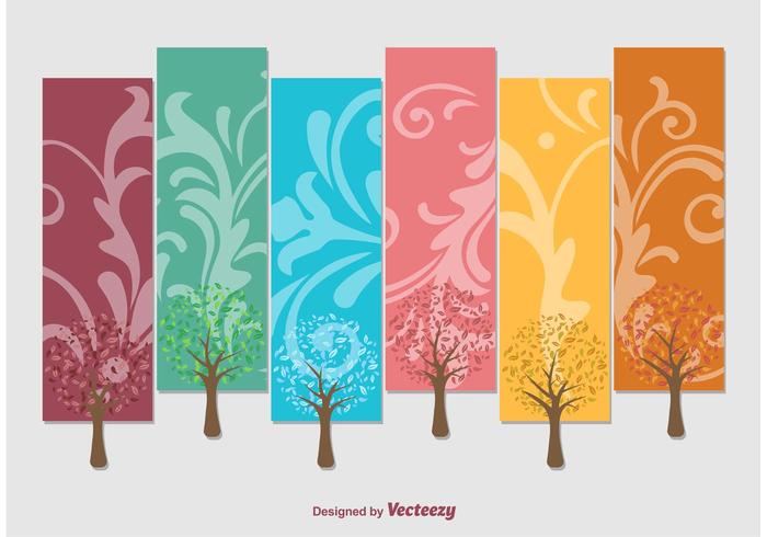 Seasons Vector Tag Trees