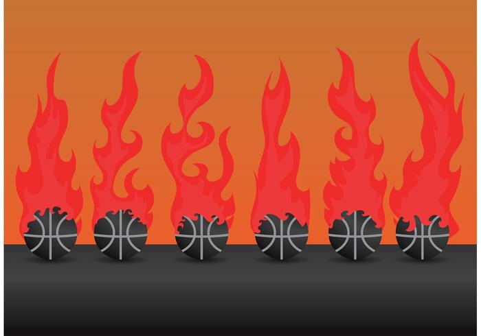 Seis baloncesto en vectores del fuego