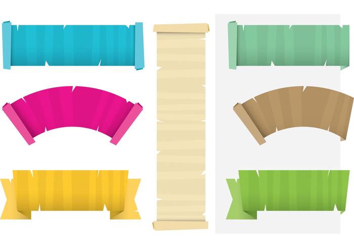 Colorful Papyrus Scrolled Paper Vectors 