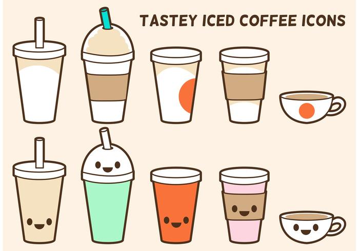 Iced Café Icons Vector