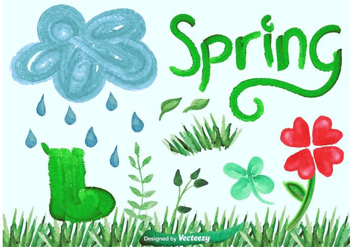 Watercolor Vector Spring Graphics