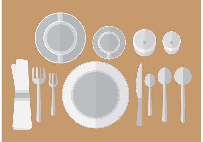 Flat Dinner Table Setting Vector