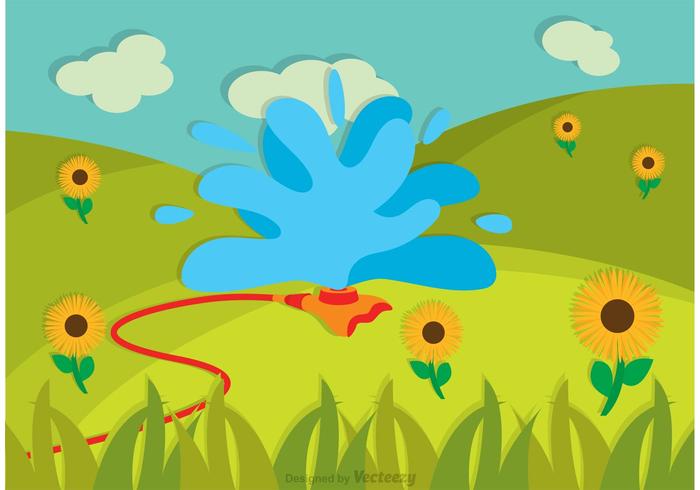Lawn Sprinkler In The Garden Vector Lawn Sprinkler In The Garden Vector
