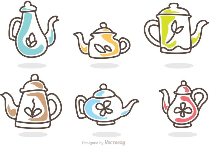 Collection Of Tea Pot Vectors Collection Of Tea Pot Vectors