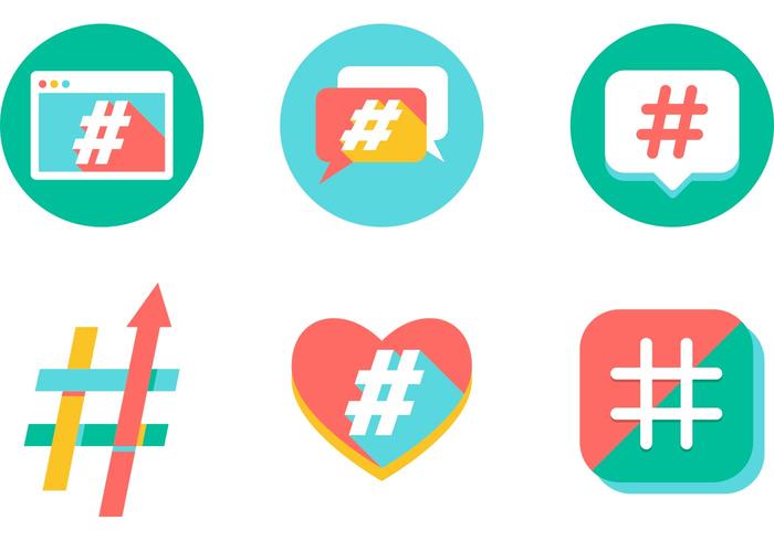 Colorful Hashtag Icons Vector Free Colorful Hashtag Icons Vector Free