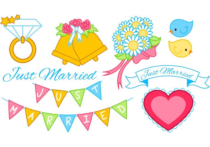 Just Married Graphics Set vector