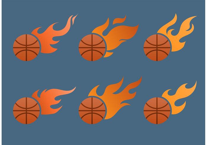 Flaming Basketball Vector Set