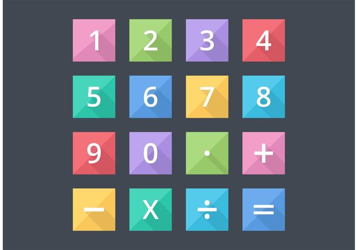 Números libres y los iconos vectoriales planos matemáticos vector