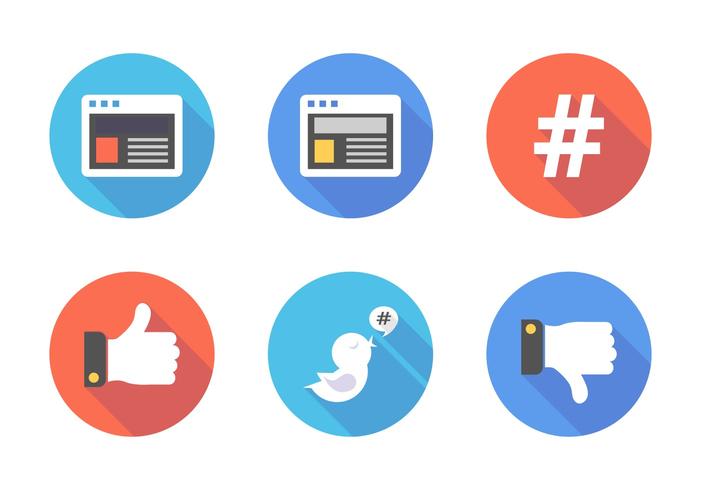 Flat Social Media Vector Icons