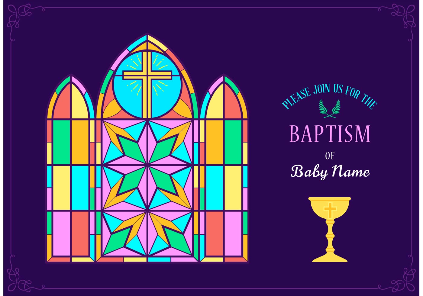 Download Colorful Baptism Invitation Vector - Download Free Vector ...