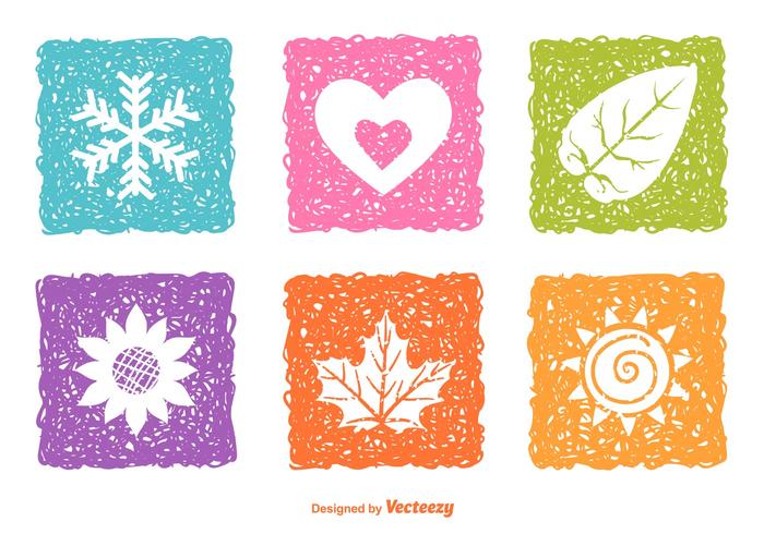 Sketched Seasonal Nature Icons  vector