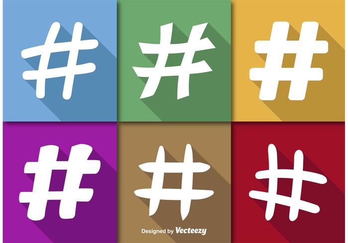 Hashtags vector iconos plana