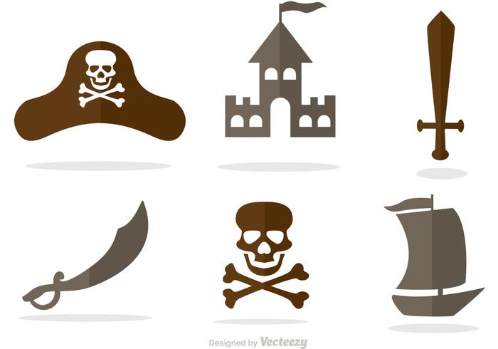 Conjunto De Iconos De Pirata Vector