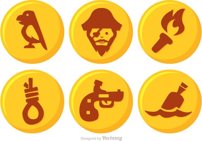 Gold Pirate Button Vector