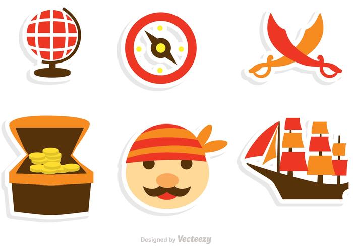 Collection Of Pirate Icons Vector