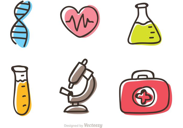 Iconos médicos de dibujos animados Vector