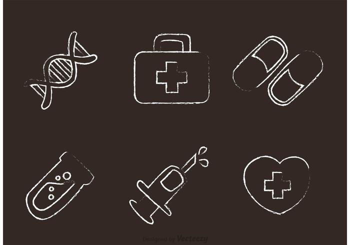 Chalk Drawn Iconos Médicos Vector