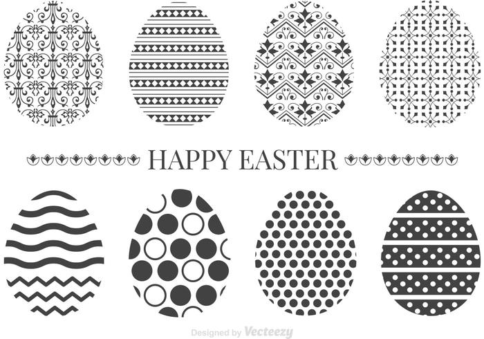 Free Black Decorative Ornamental Easter Eggs Vector