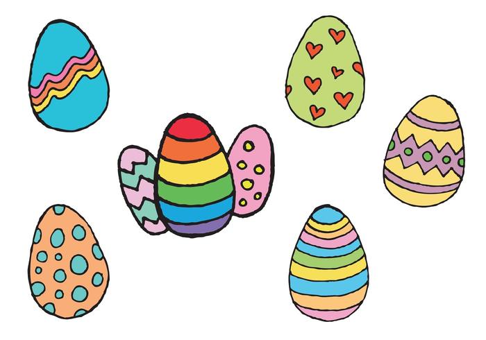 Mano libre dibujado vector del huevo de Pascua