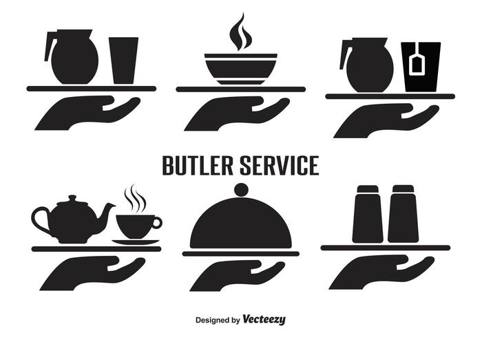 Butler Service Vector Icon Set Butler Service Vector Icon Set