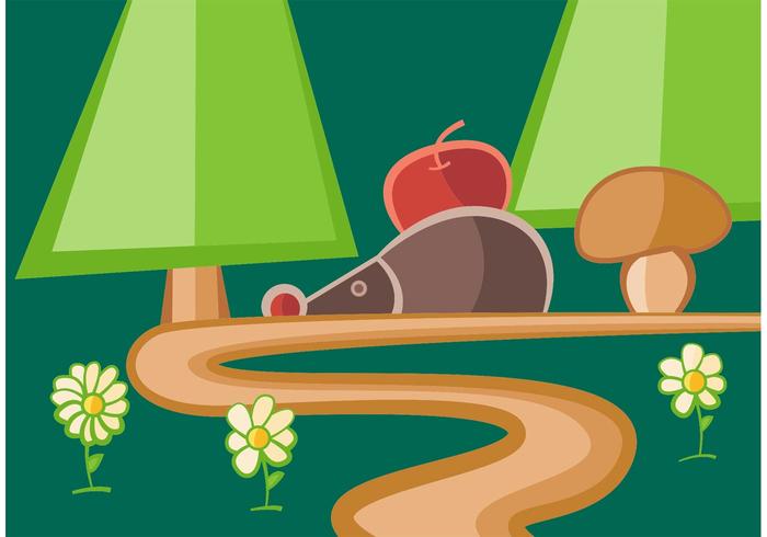 Woodland Path With Hedgehog Vector