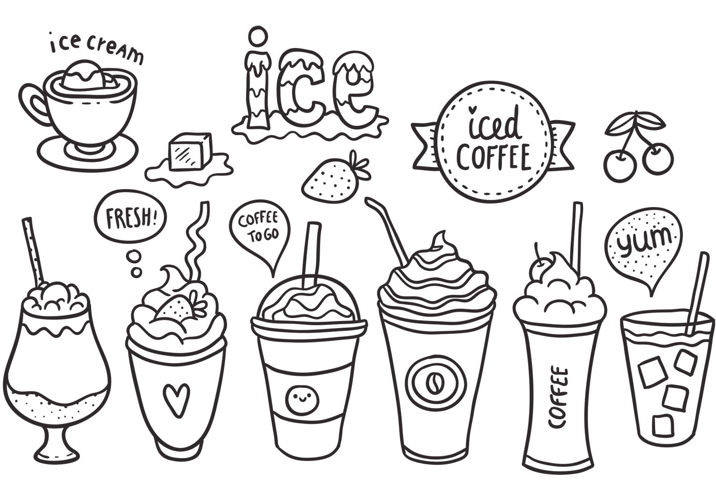 Download Free Iced Coffee Vector Pack 88930 Vector Art at Vecteezy