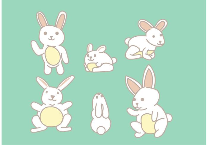 Childlike Easter Bunny Vector Set