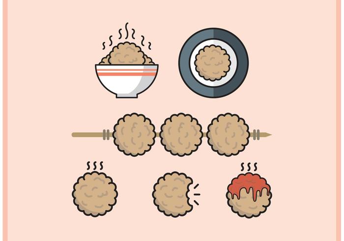 Meatball Minimal Flat Vector De Diseño Libre