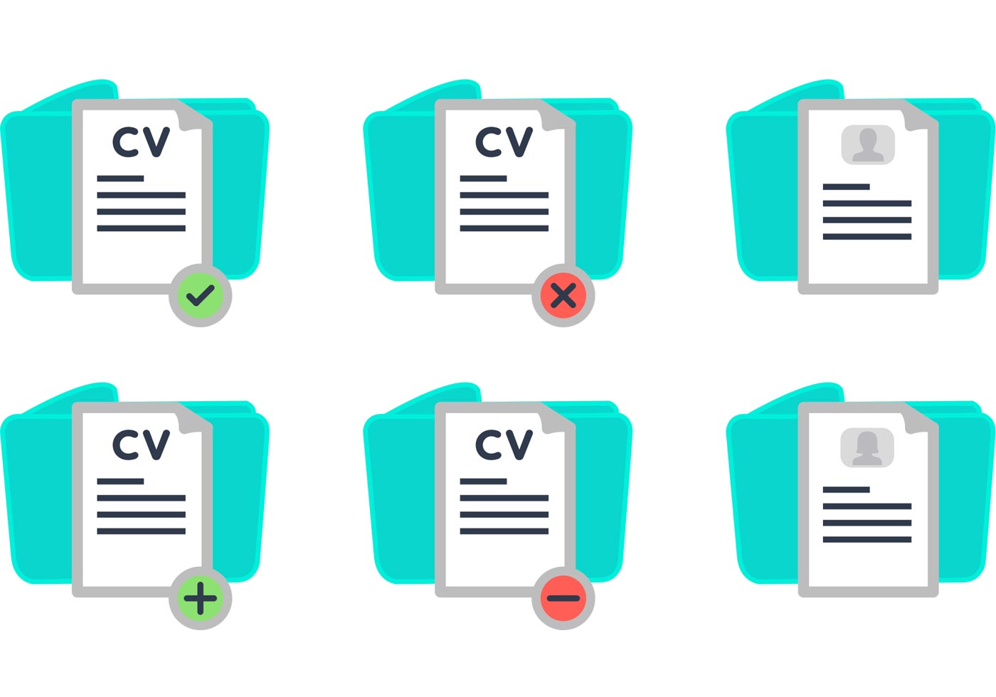 curriculum vitae and folder vector icons