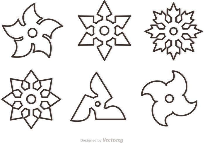 Outline Ninja Star Vectors