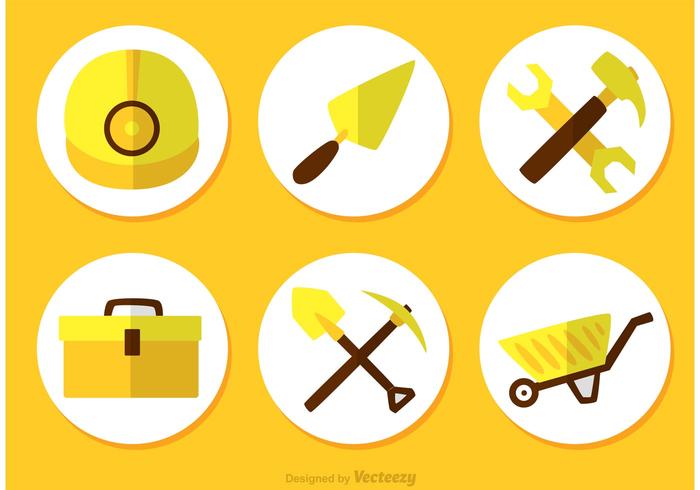 Construction Tools Flat Icons Vector