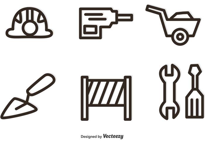 Construction Tool Outline Icons Vector