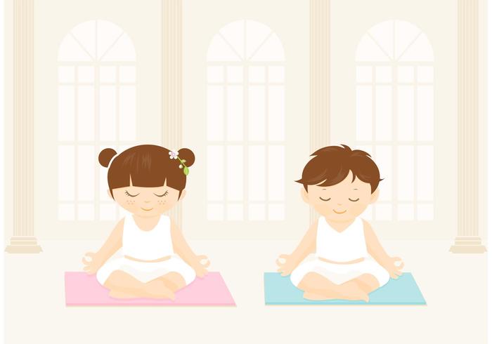 Los niños libres practican el vector del yoga