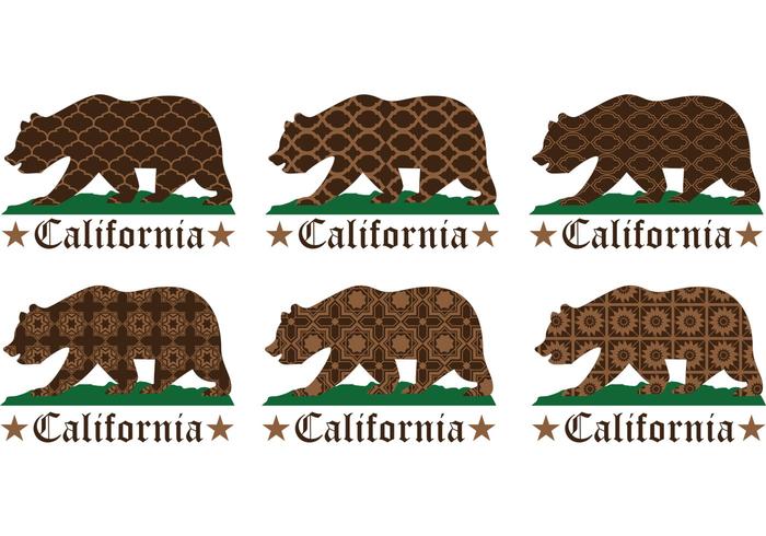 Patterned California Bear Vectors