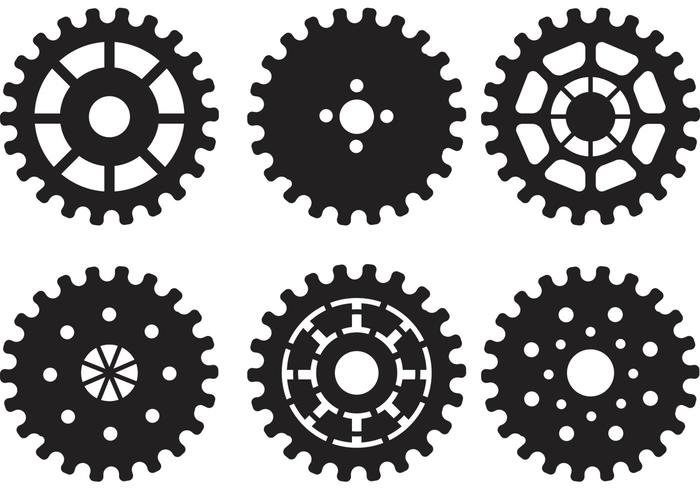 Siluetas del vector del piñón de la bici