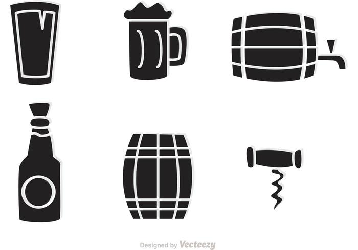 Black Whiskey Icons Vector