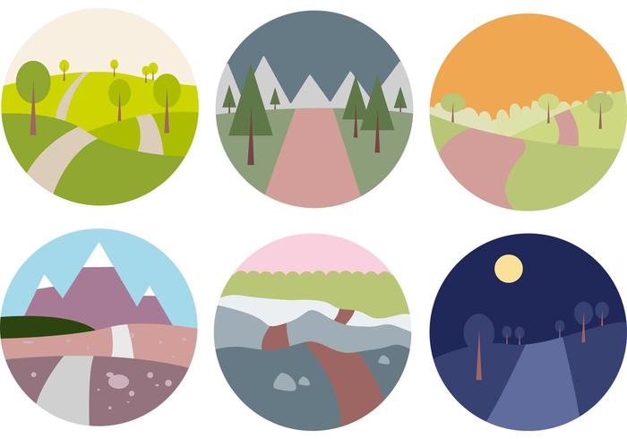 Flat Woodland Path Vector Set