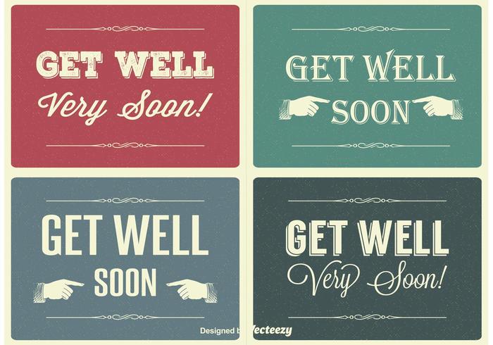 Vintage Get Well Soon Conjunto de Etiquetas vector