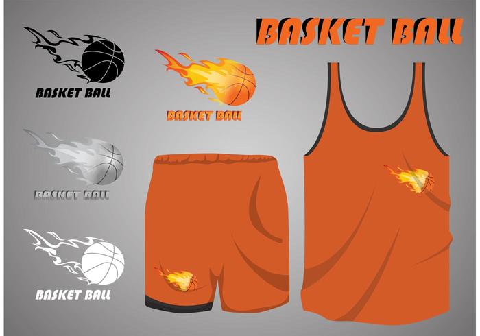 Baloncesto en el fuego Deportes vectores jersey