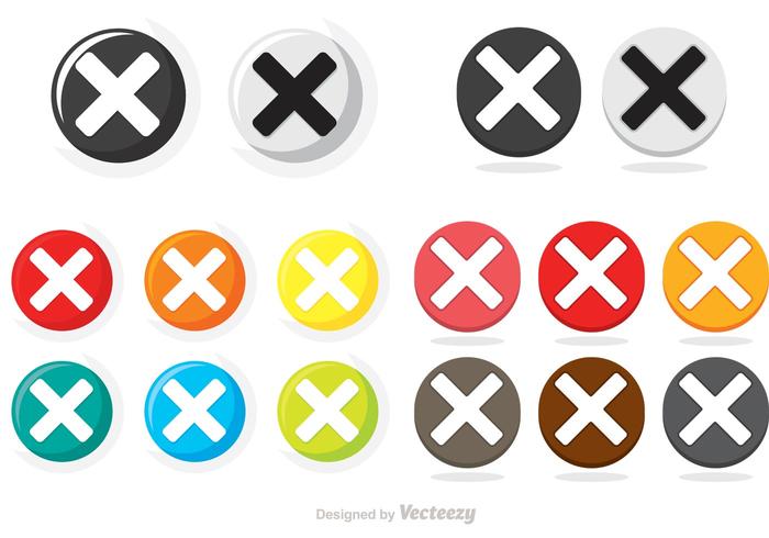 Colorido círculo cancelado Iconos Vector Pack