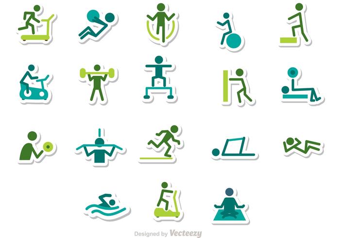 Fitness Stick Figura Vector Iconos Pack