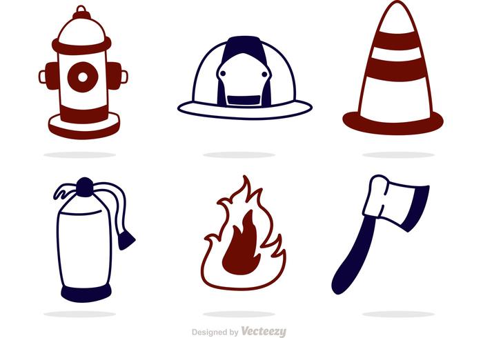 Outline Fireman Icons Vector Pack