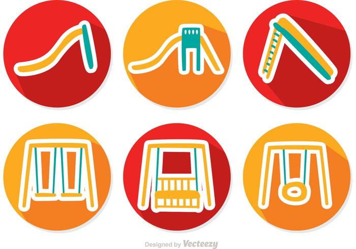 Circle Flat Playground Icons Vector Pack