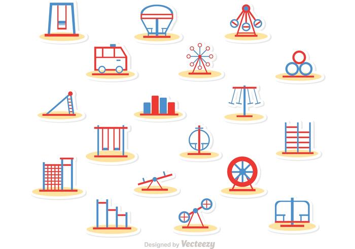 Simple Line Playground Icons Vector Pack