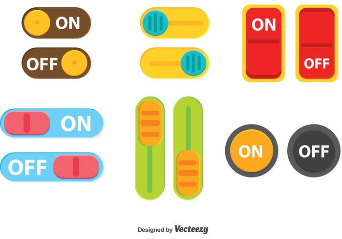 Colorful Switch On Off Button Vector