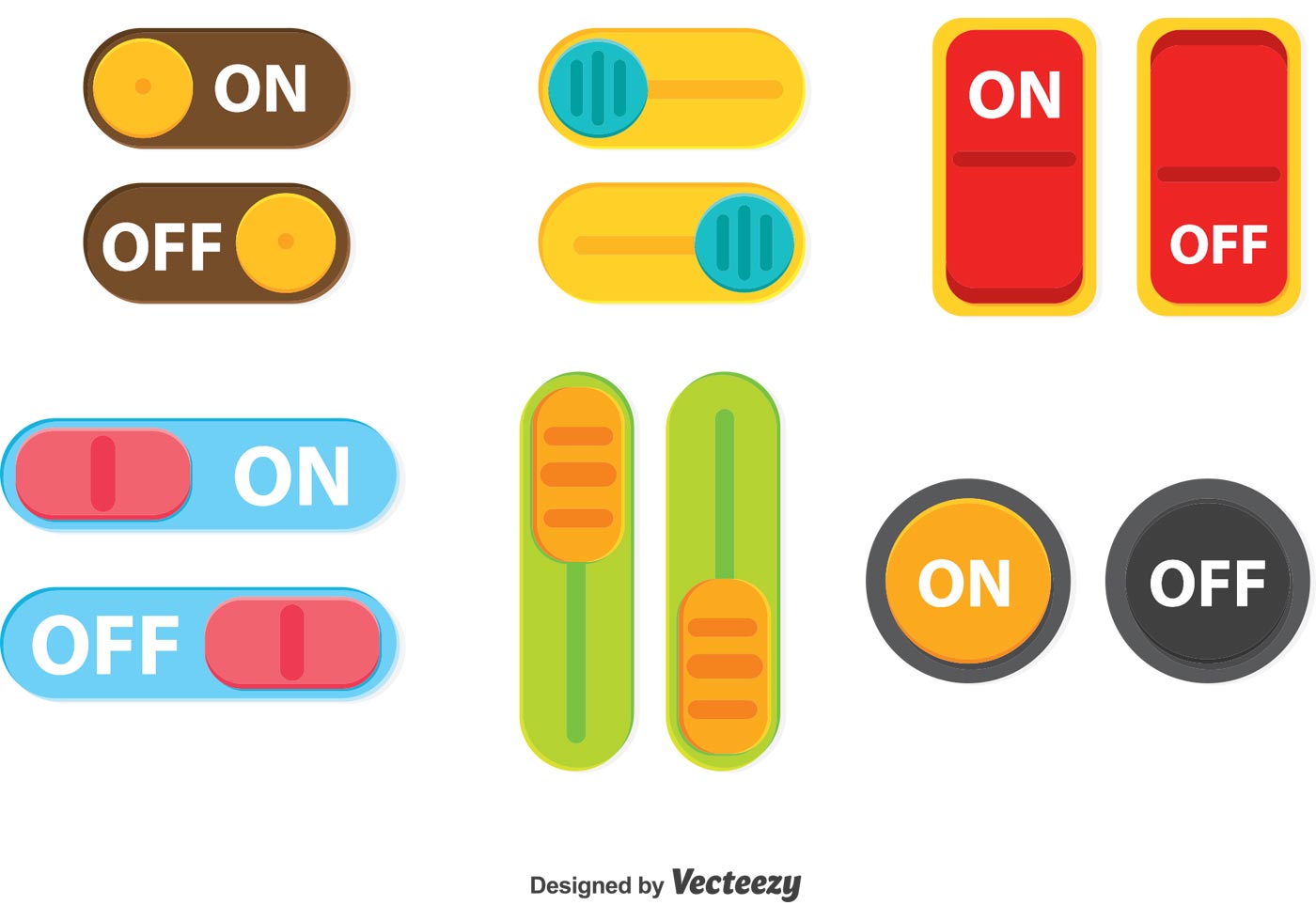 Download Colorful Switch On Off Button Vector - Download Free Vector Art, Stock Graphics & Images