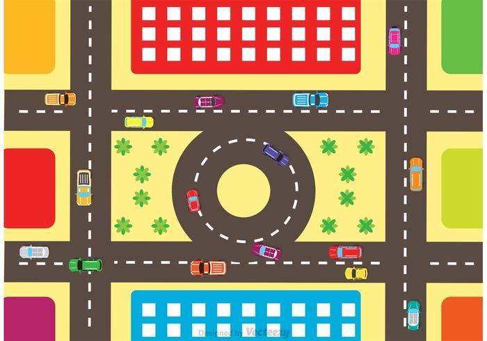 Aerial View Of Highway Traffic Vector